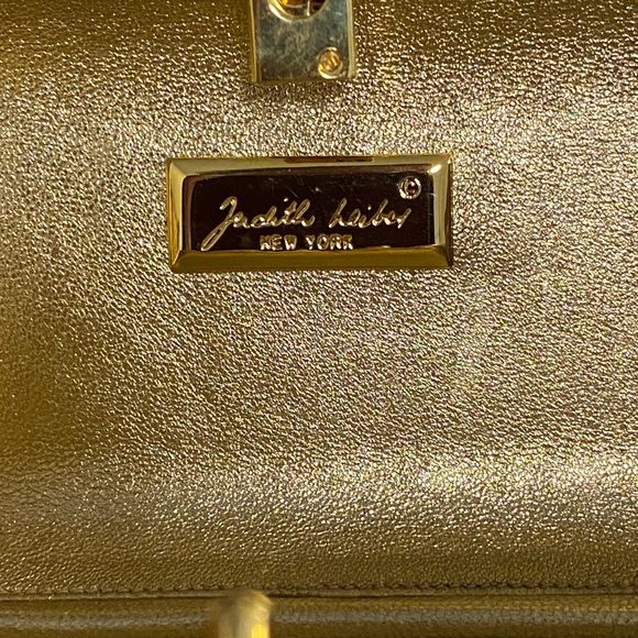Judith Leiber Miniaudière Evening Purse Handbag Gold w Silver Rhinestones unworn - Picture 5 of 15